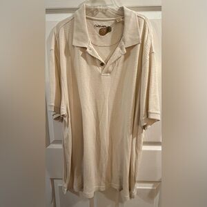 Men's Cream Short-Sleeve Polo Shirt Silk Blend